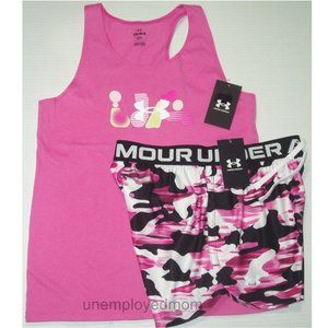 Under Armour Shorts Tank Top Youth Girls Sport Athletic Tee Shirt Active Wear UA